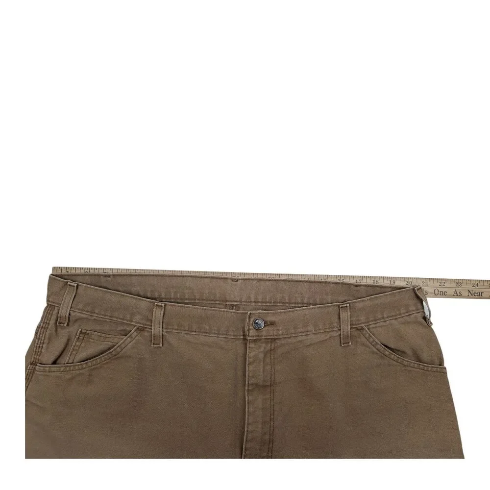 VTG Dickies Men’s Brown Double Knee Duck Canvas Carpenter Pants 42x30 Distressed